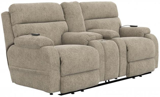 Catnapper Regenerator Dual Power Lift Power Headrest Console Loveseat w/CR3 Heat/Massage/Lumbar/Zero Gravity in Burlap