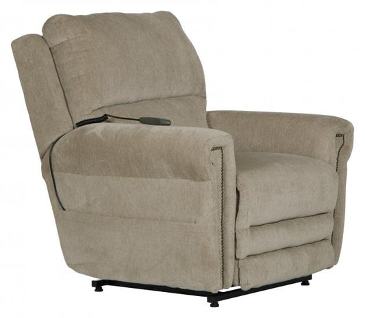 Catnapper Warner Power Headrest w/Lumbar Power Lift Lay Flat Recliner w/Dual Motor & Extended Ottoman in Putty