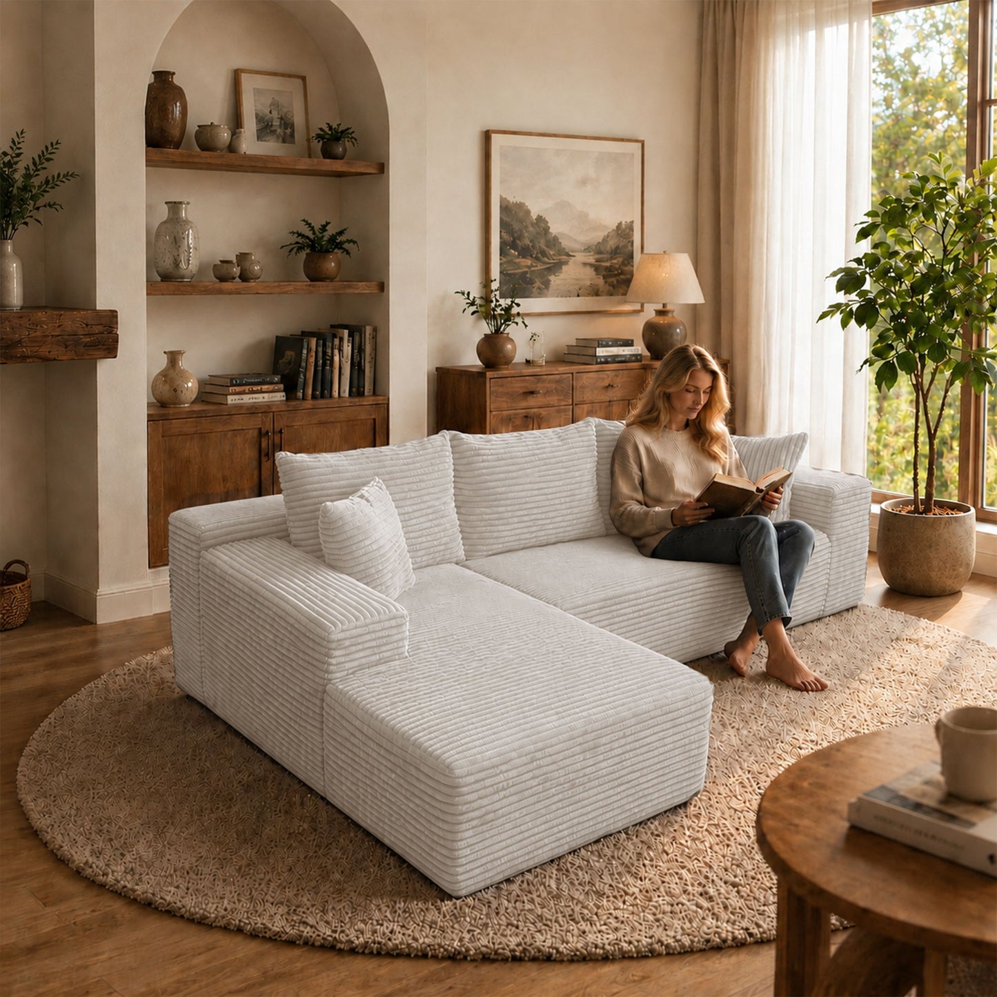 Modern L-Shaped Sectional Sofa With Left Facing Chaise