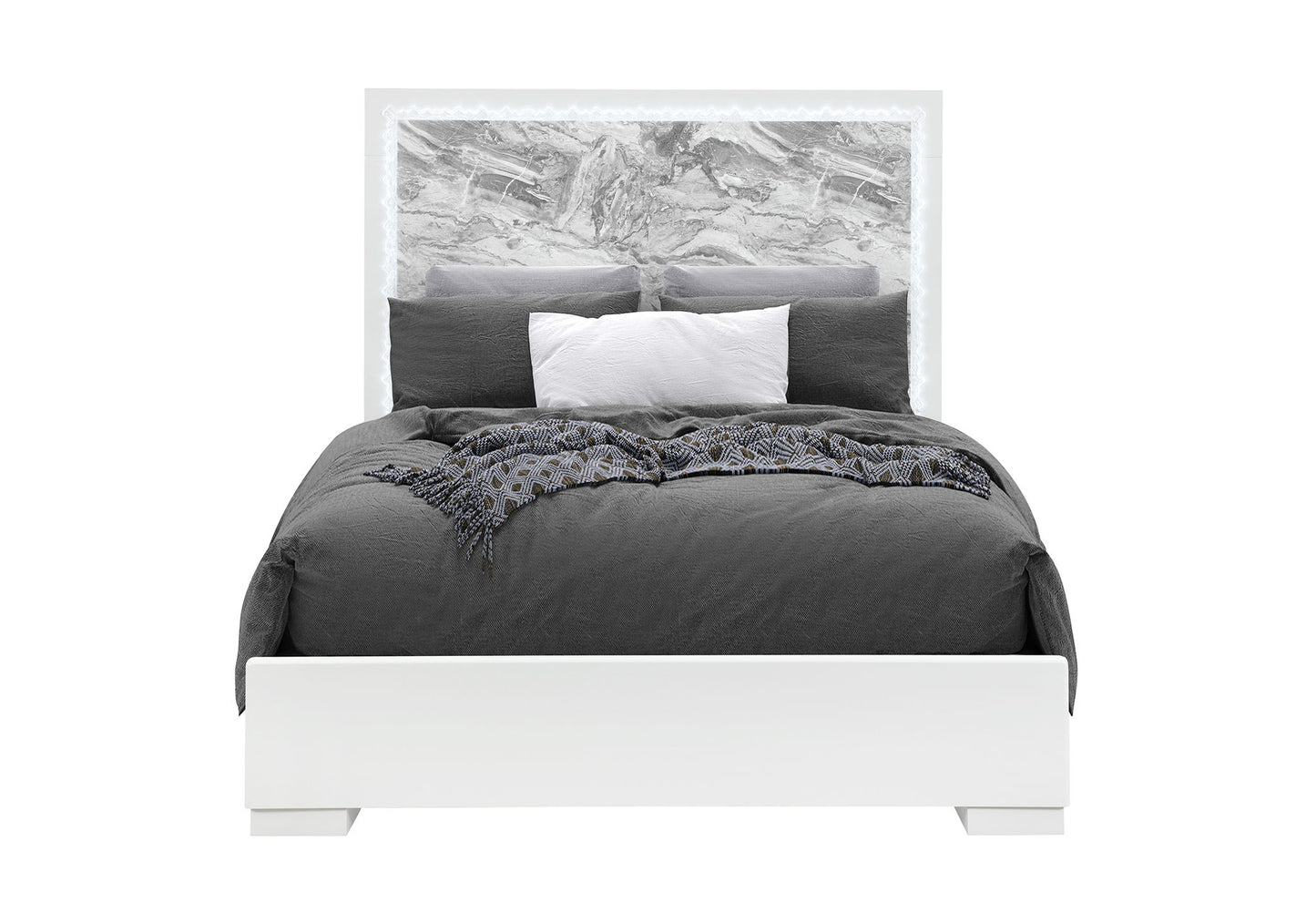 Naomi - Queen Bed Footboard, Side Rails And Slats - Silver