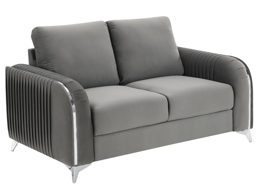 Wenona - Velvet Loveseat - Gray