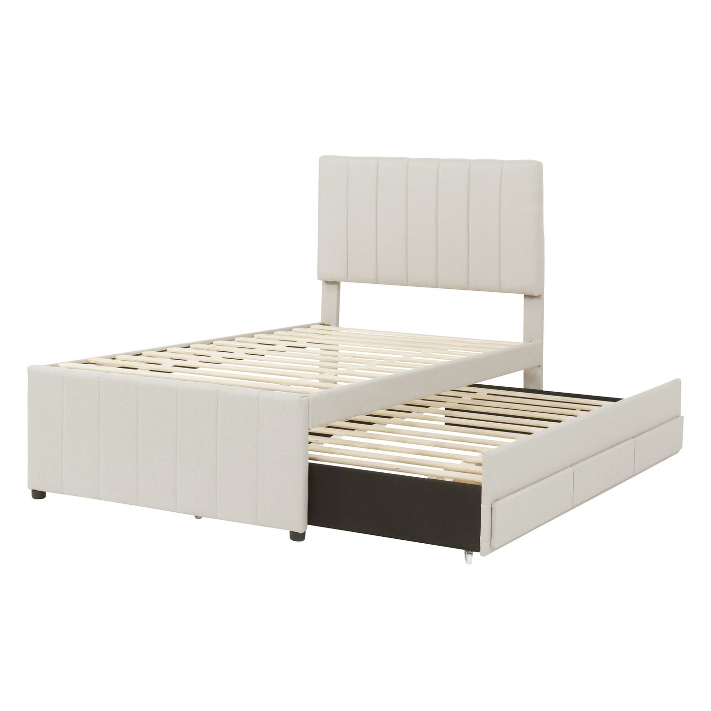 Upholstered Design Platform Bed With Trundle