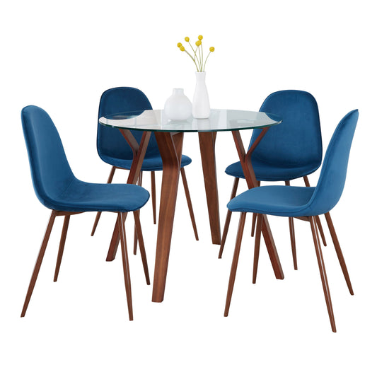 Folia - 5 Piece Round Pebble Mid Century Modern Dining Set