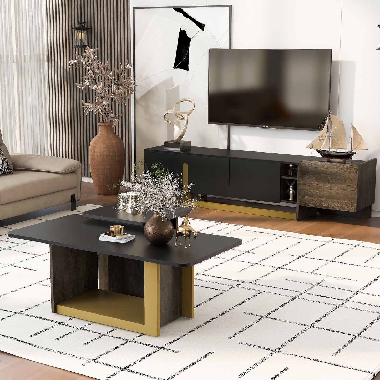 Modern TV Stand And Coffee Table (Set of 2)