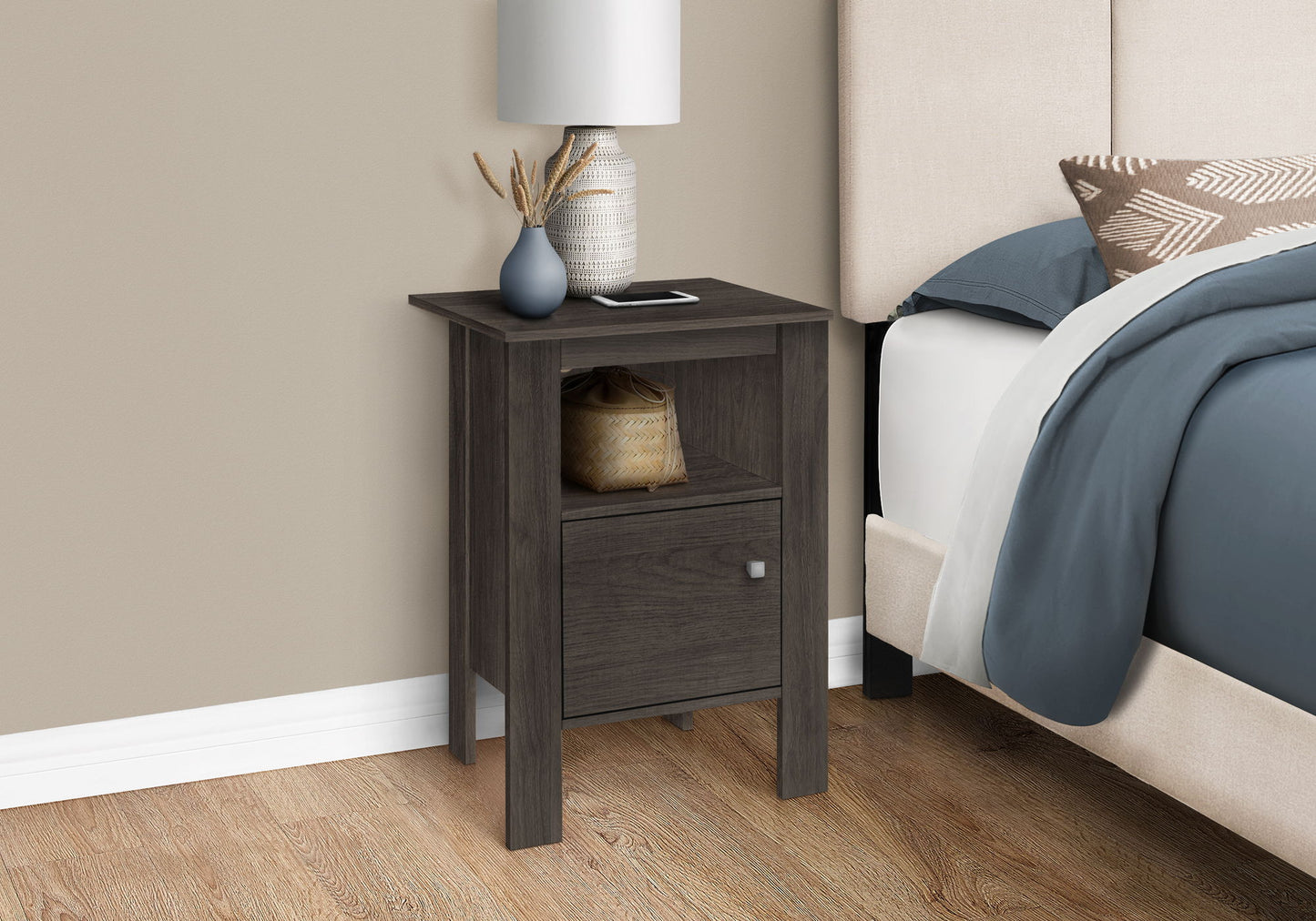 Accent Nightstand Side Table, Storage, Transitional - Oak