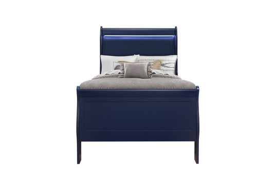 Charlie - Twin Bed With LED Side Rails - Blue
