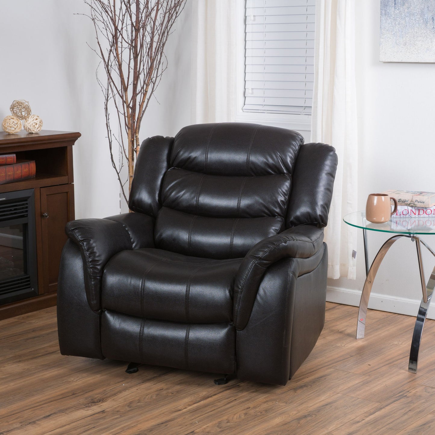 Classic Design Recliner, Upholstery Recliner, Glider Recliner - Black Berry