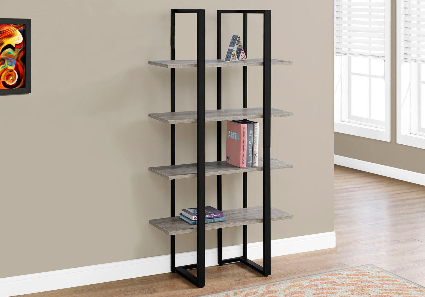 Bookshelf, Bookcase, Etagere, 4 Tier, Office, Contemporary & Modern