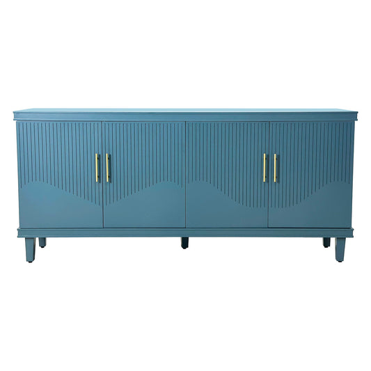 4 Door Cabinet, Large Storage For Living Room - Blue