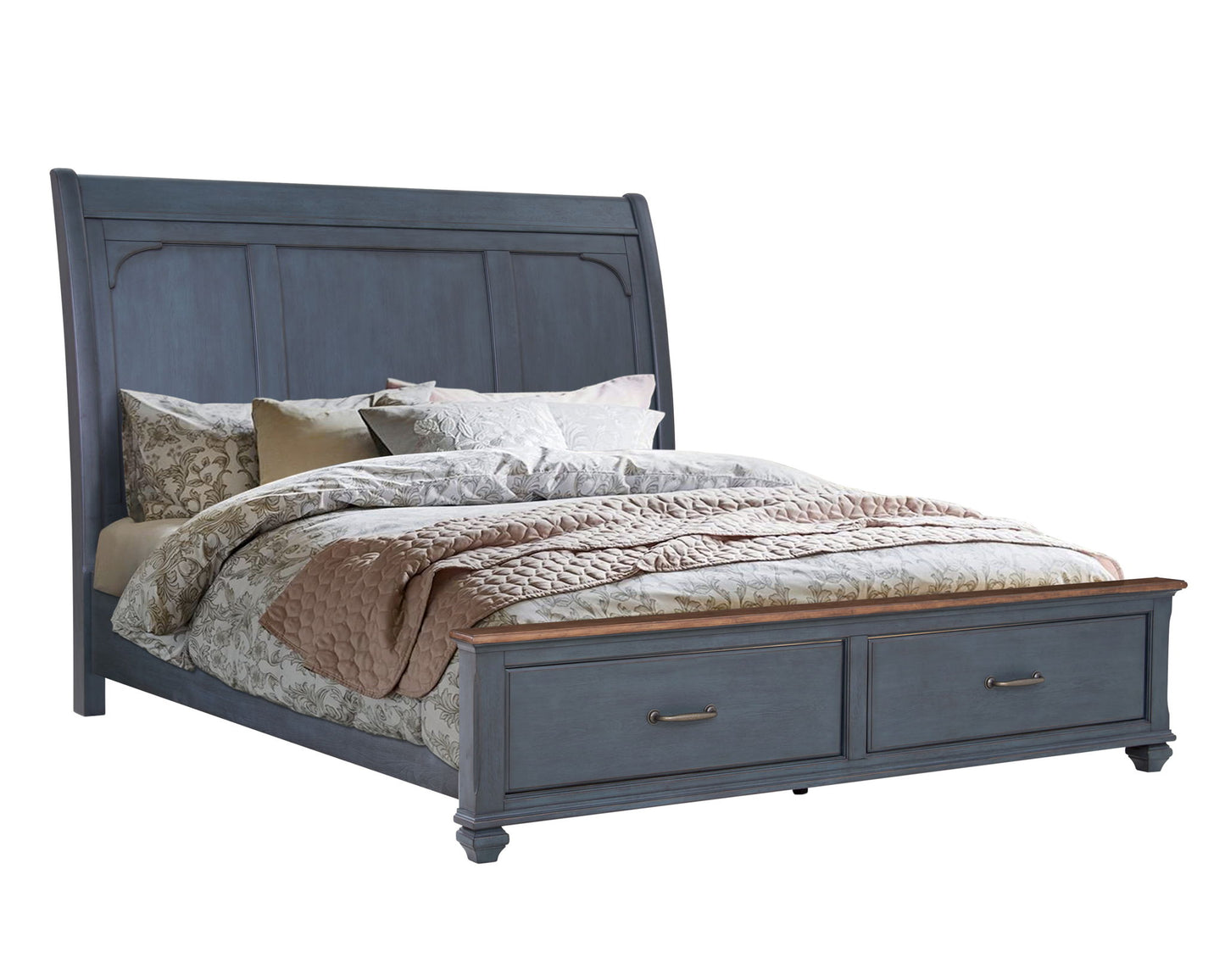 Americana - Queen Storage Footboard - Corduroy Blue