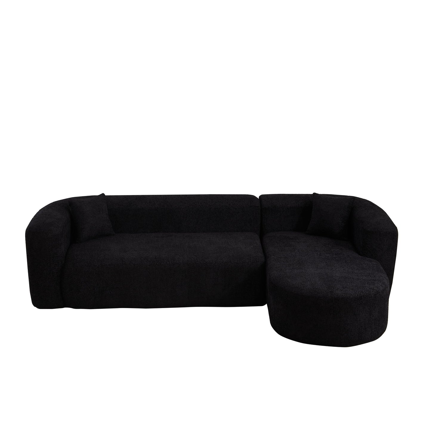 L - Shape Boneless Cloud Couch With 2 Throw Pillows For Living Room