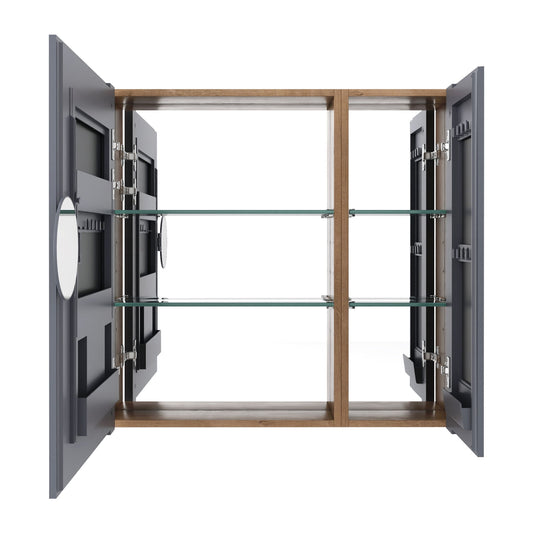 29.63" Wall Mounted Cabinet With Adjustable Shelves Storage Cabinet For Bathroom - Imitative Oak