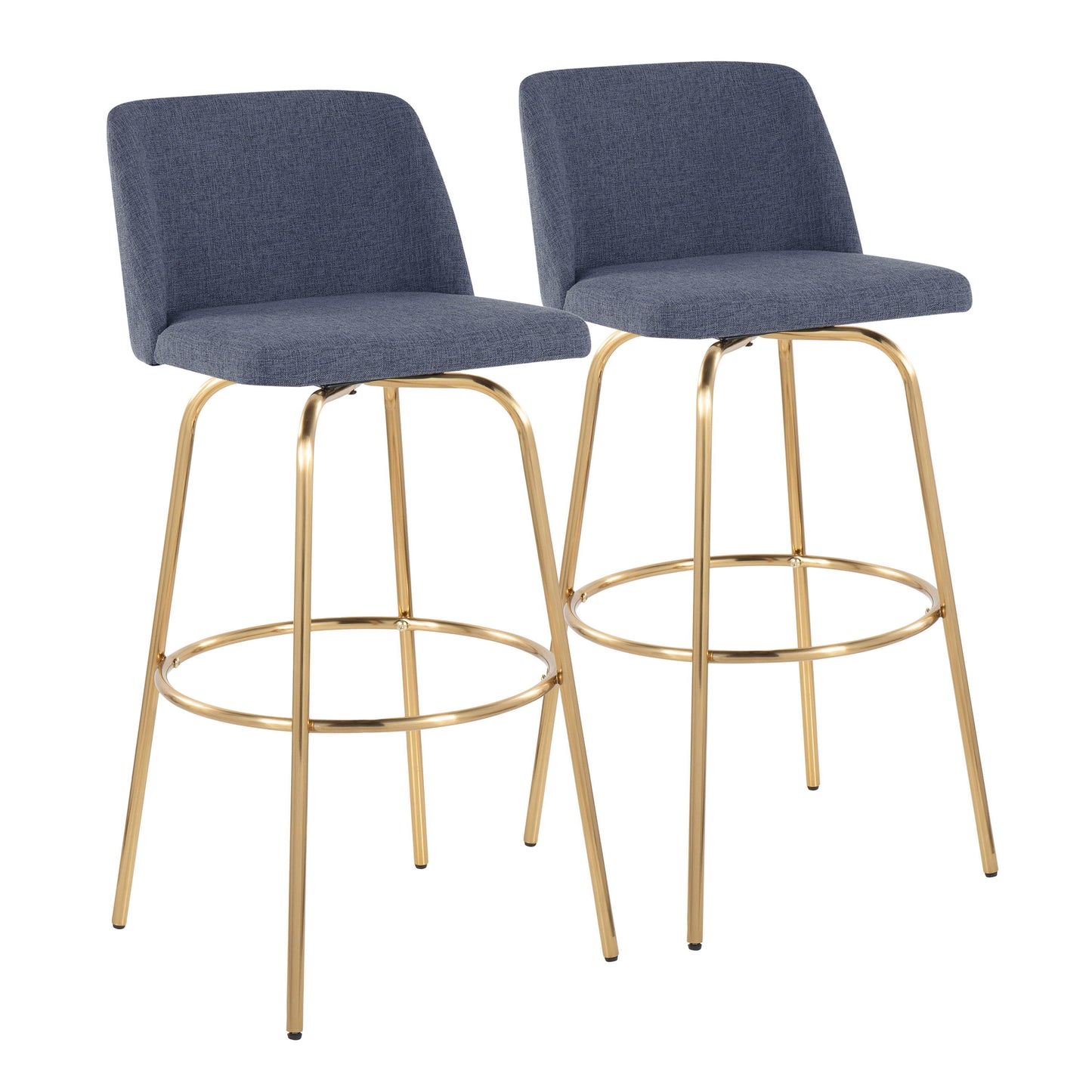 Toriano - Contemporary Fixed Height Barstool With Swivel With Round Footrest (Set of 2)