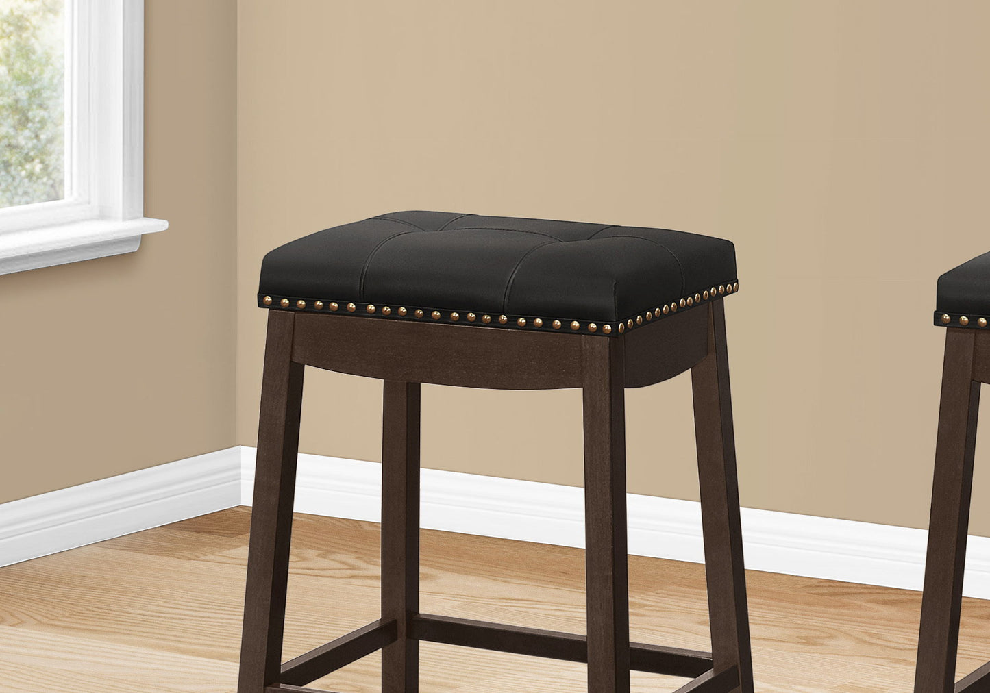 Bar Stool Counter Height, Saddle Seat, Transitional (Set of 2)