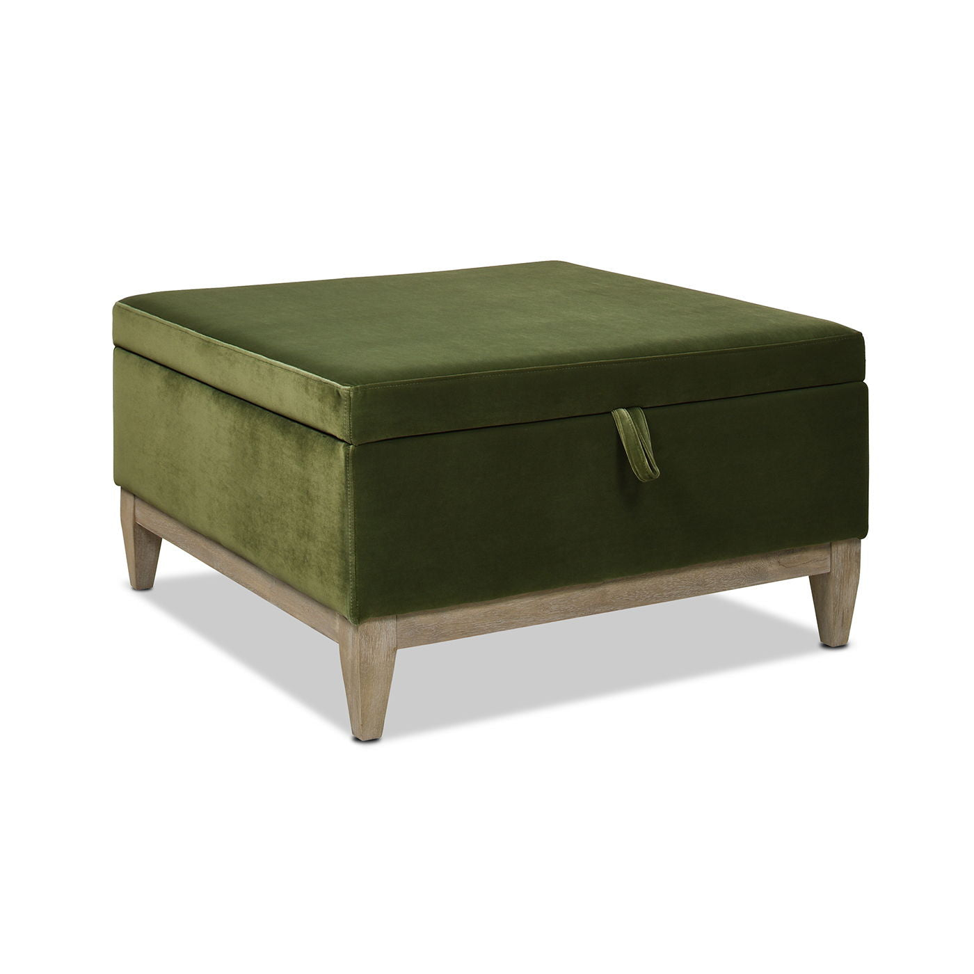 Knox - Square Storage Cocktail Ottoman - Olive Green