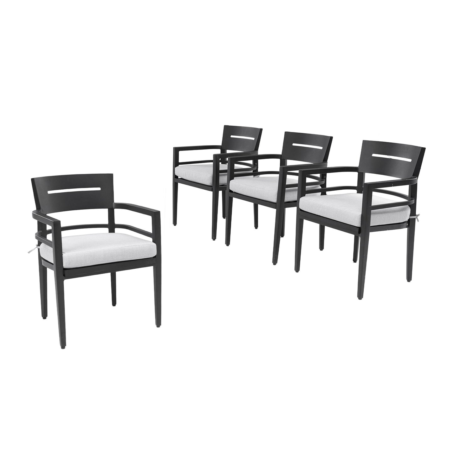 Outdoor Patio Dining Chairs With Outdoor Grade Sunbrella Fabric Cushions, Tapered Feet (Set of 4) - Ember Black