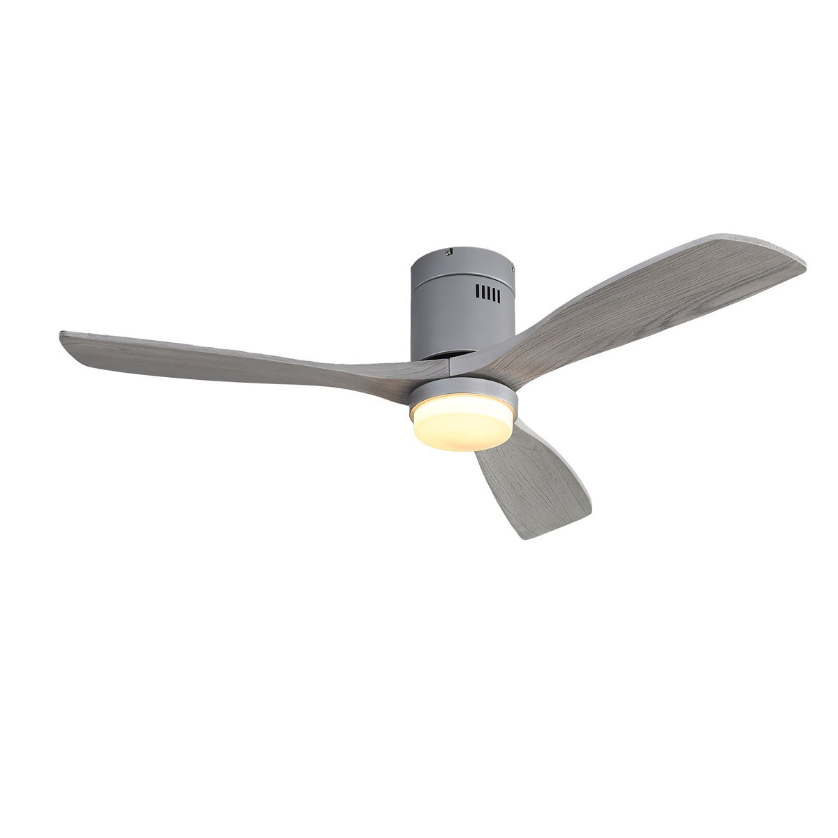 52" Ceiling Fan With LED Light, Reversible DC Motor, Remote Control - Silver