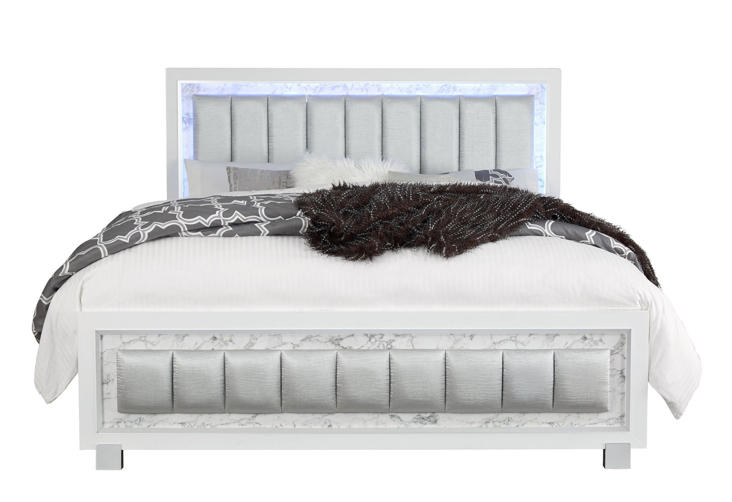 Santorini - Queen Bed Footboard & Slats - White
