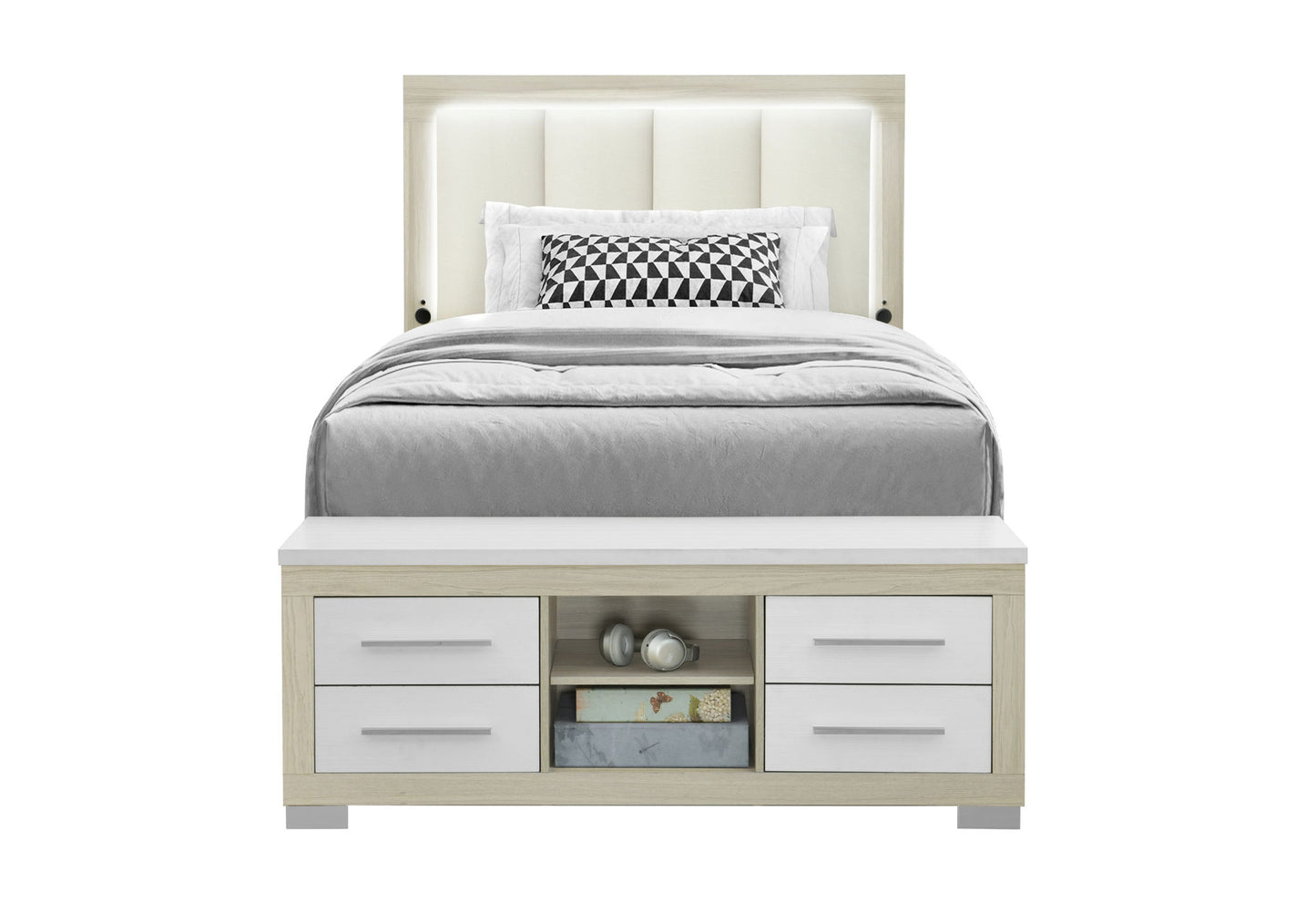 Emma - Full Bed Footboard And Slats - Natural / White