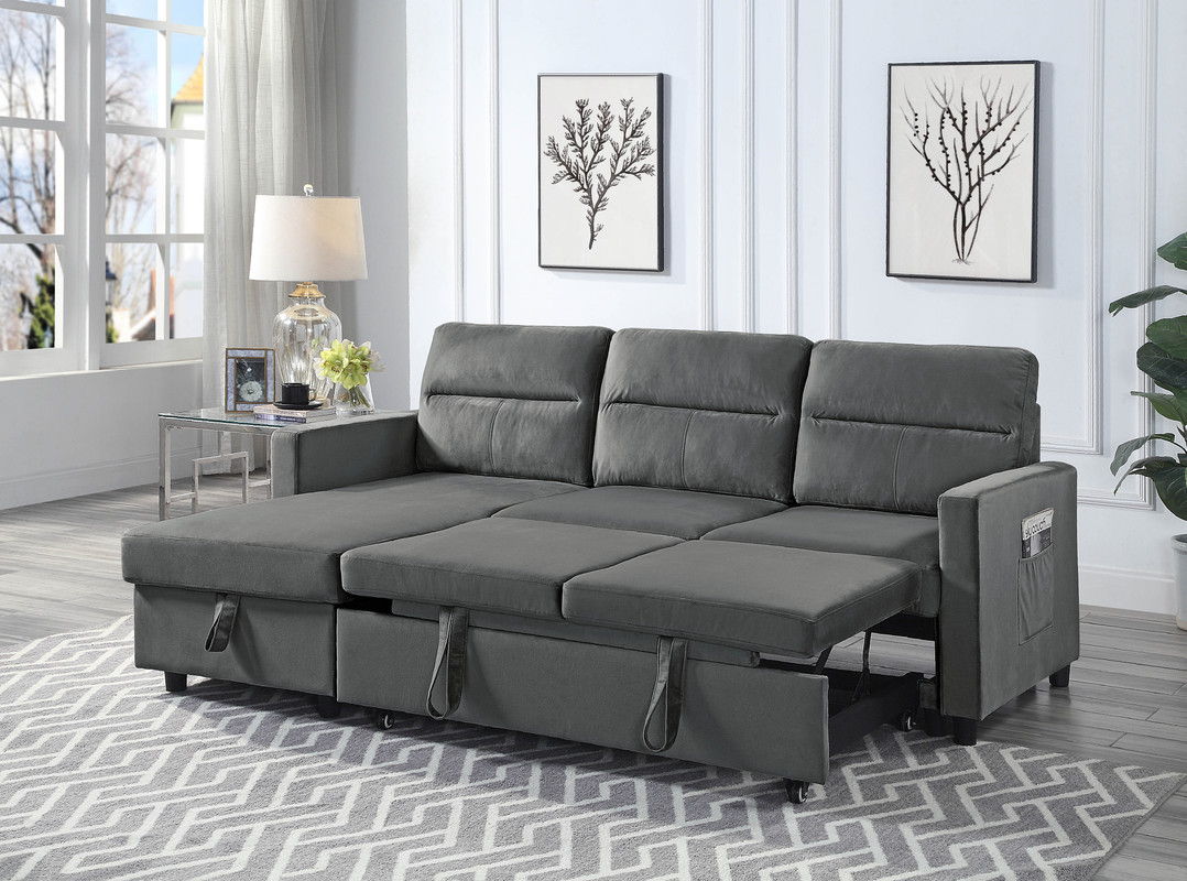 Ivy - Reversible Sleeper Sectional Sofa With Storage Chaise And Side Pocket