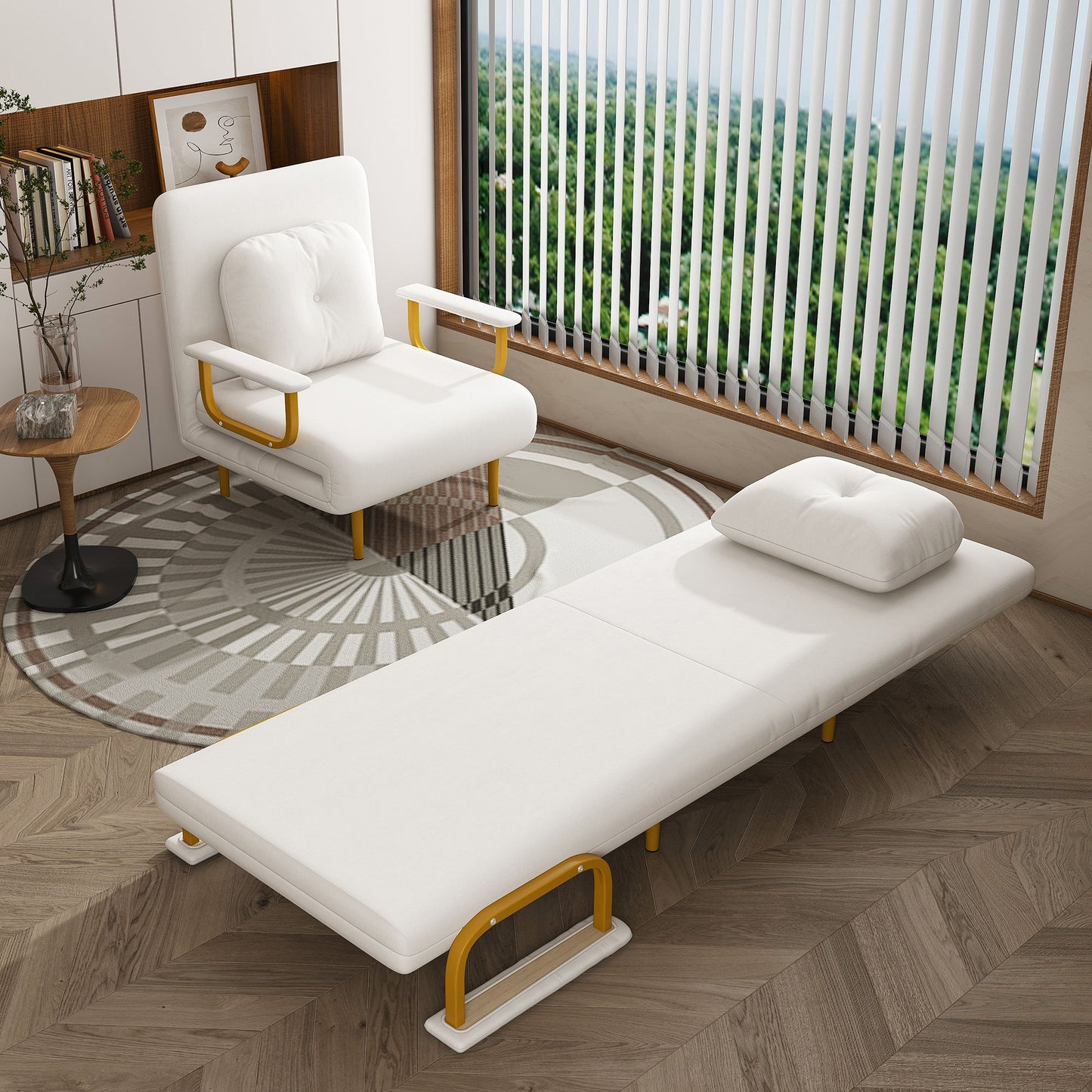 3 In 1 Convertible Folding Sofa Bed With Adjustable Backrest And Pillow