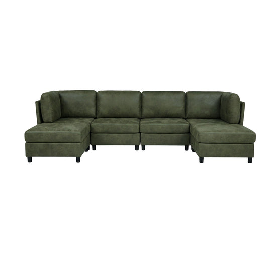 Modular Sectional Sofa With Custom Configuration And Removable Cushions - Olive