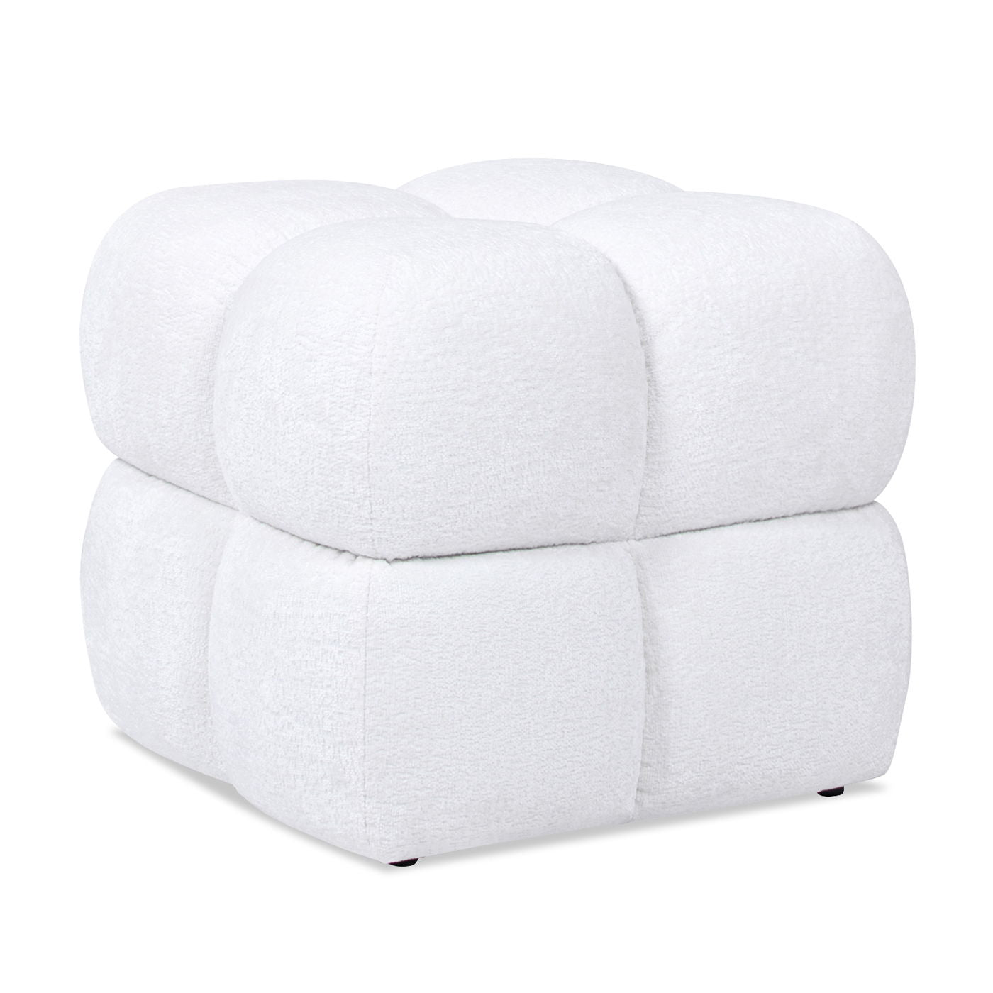 Pixel - Oversized Square Tufted Pouf Ottoman - Almond White