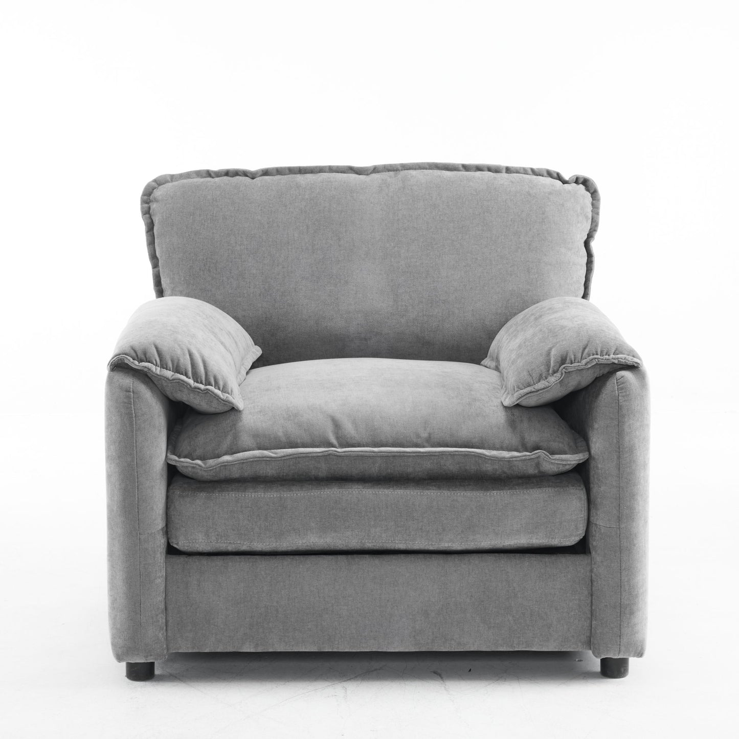 Oversized Reading Armchair With Thick Cushions, High Back Support
