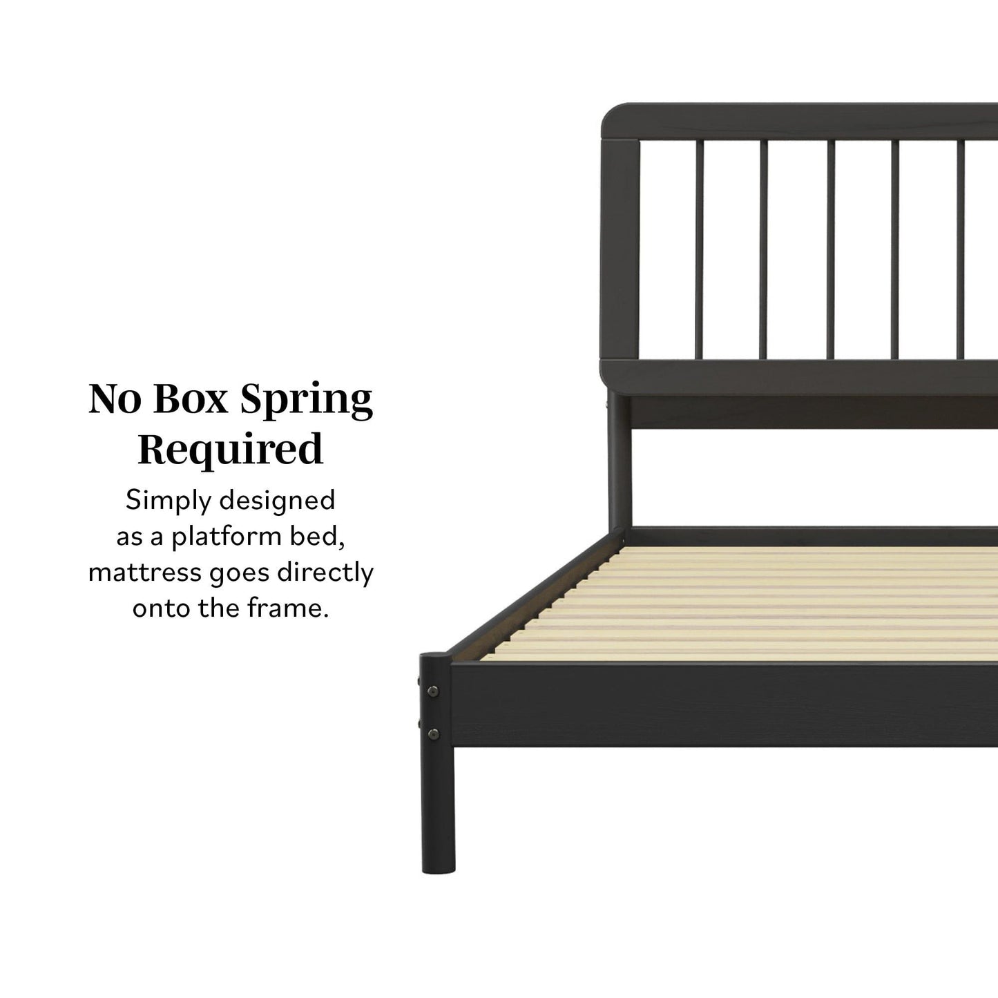 Mid-Century Modern Solid Wood Spindle Bed