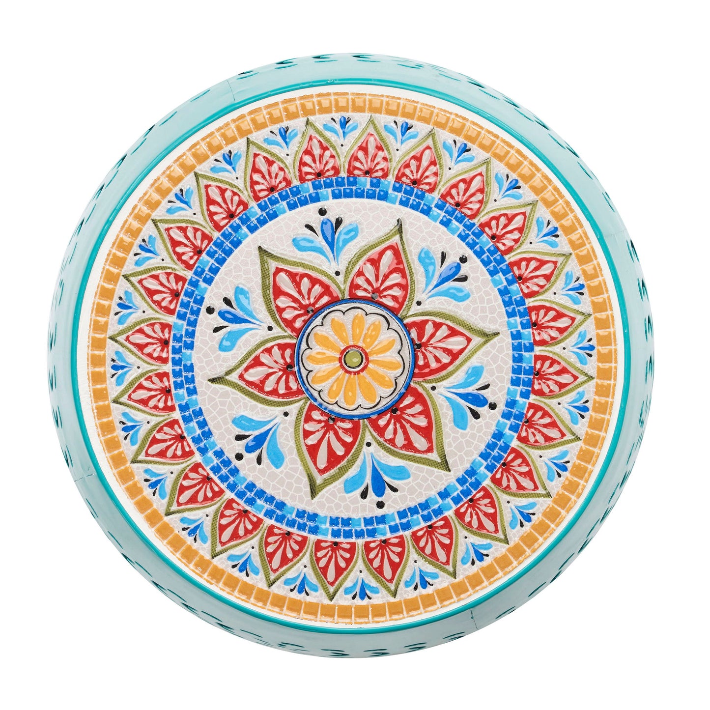 Ruby - Boho Mosaic Side Table With Ceramic Tile Top