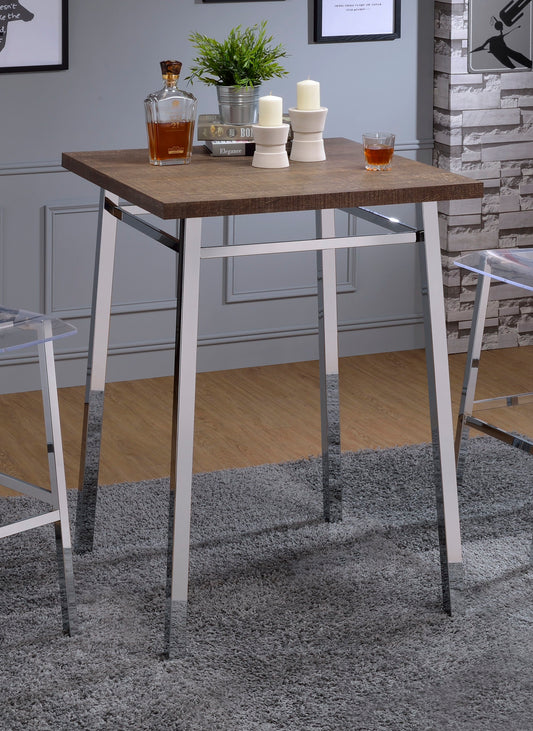 Nadia - Chrome Bar Table - Oak / White