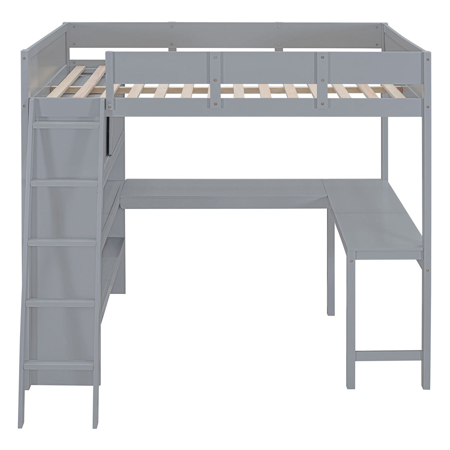 Modern Loft Bed With Desk And Shelves