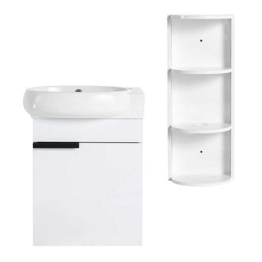 Wall Mounted Bathroom Vanity With Sink And Storage Rack, Soft Close Doors