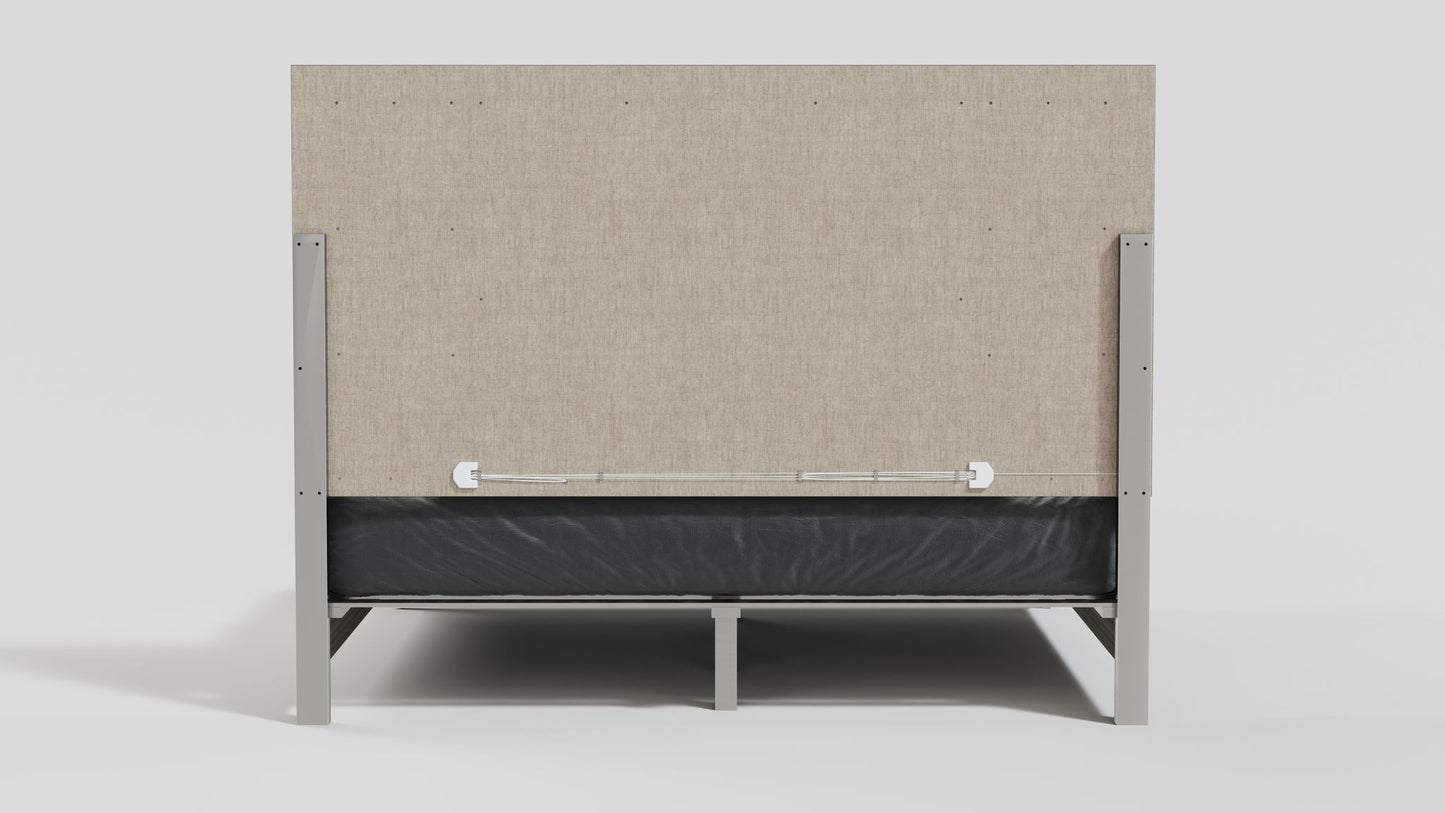 Zambrano - Queen Bed Headboard With LED - Light Gray / White