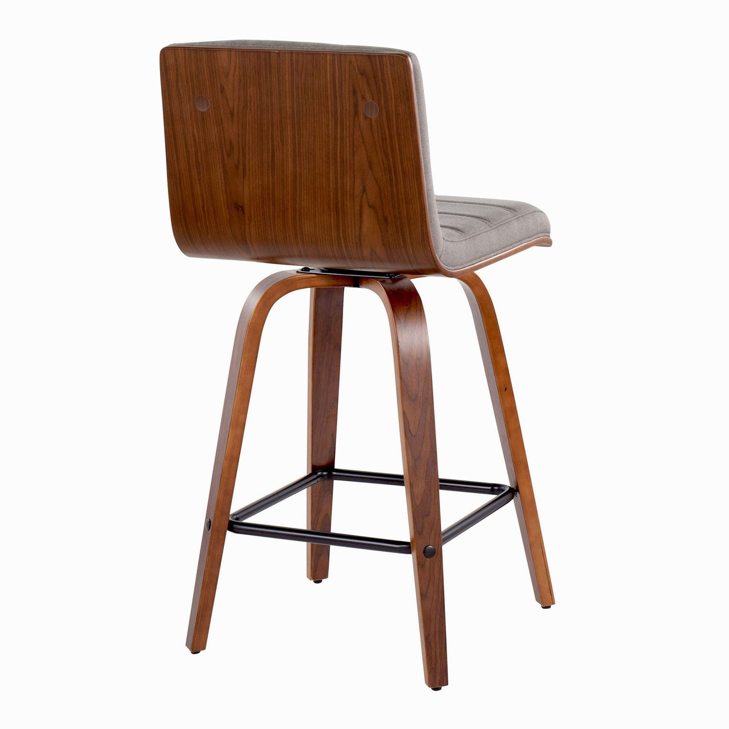 Vasari - Mid Century Modern Fixed Height Counter Stool, Swivel With Square Footrest (Set of 2)