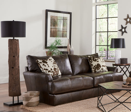 Pavia - Top Grain Italian Leather Sofa With Cuddler Cushions - Cocoa