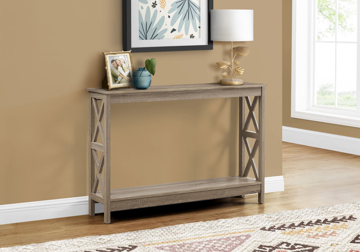 Accent Console Table For Entryway, Stylish Modern - Taupe