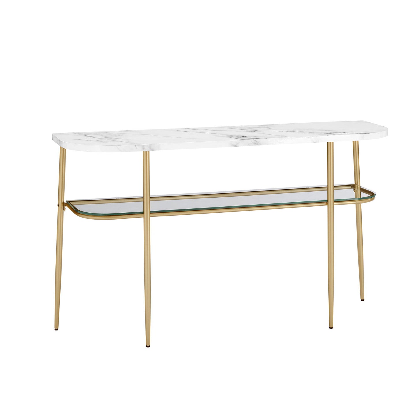 Modern Minimal Curved Faux Marble Entry Table - Gray / Gold