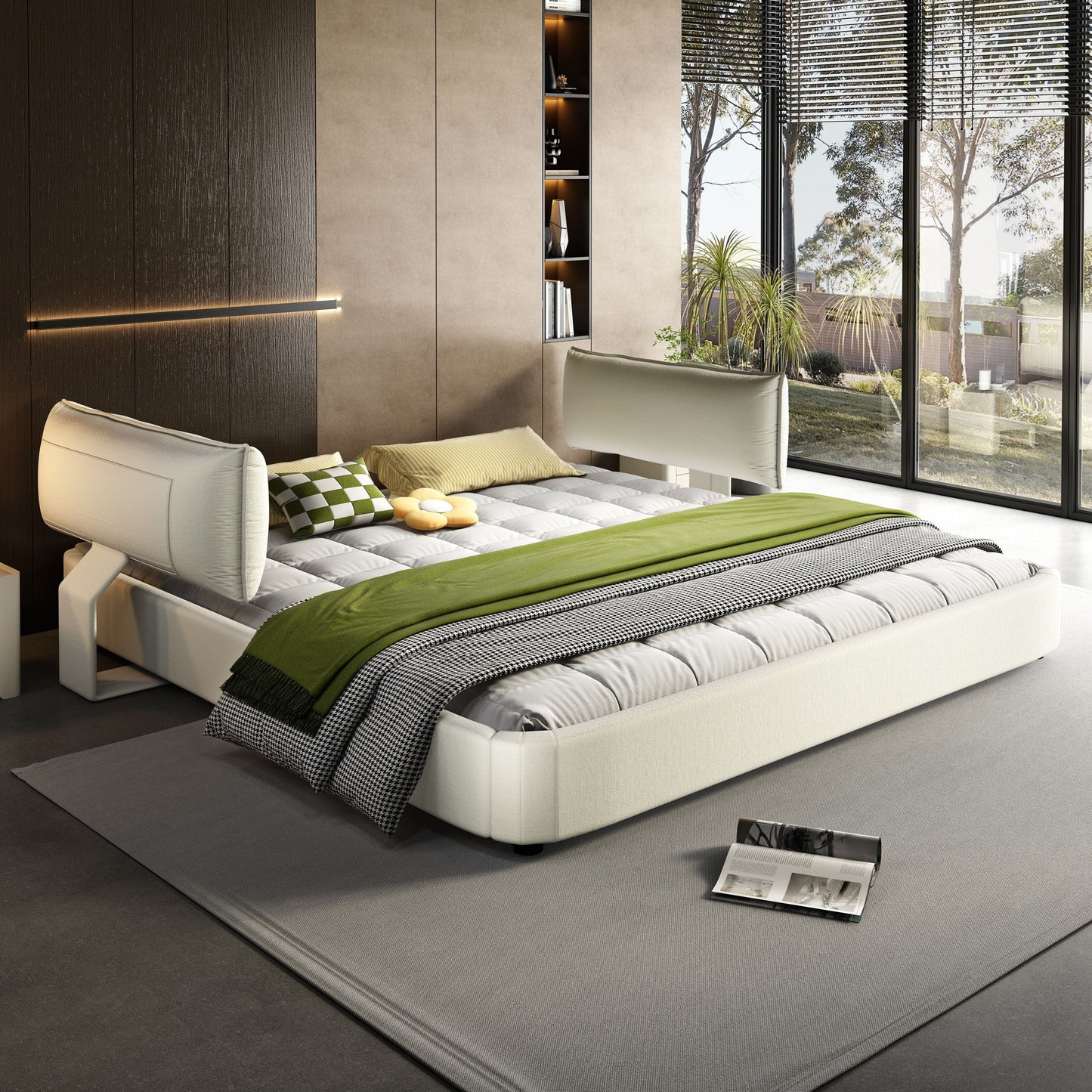 Cloud Bed Frame With Oversized Padded Movable Headboard