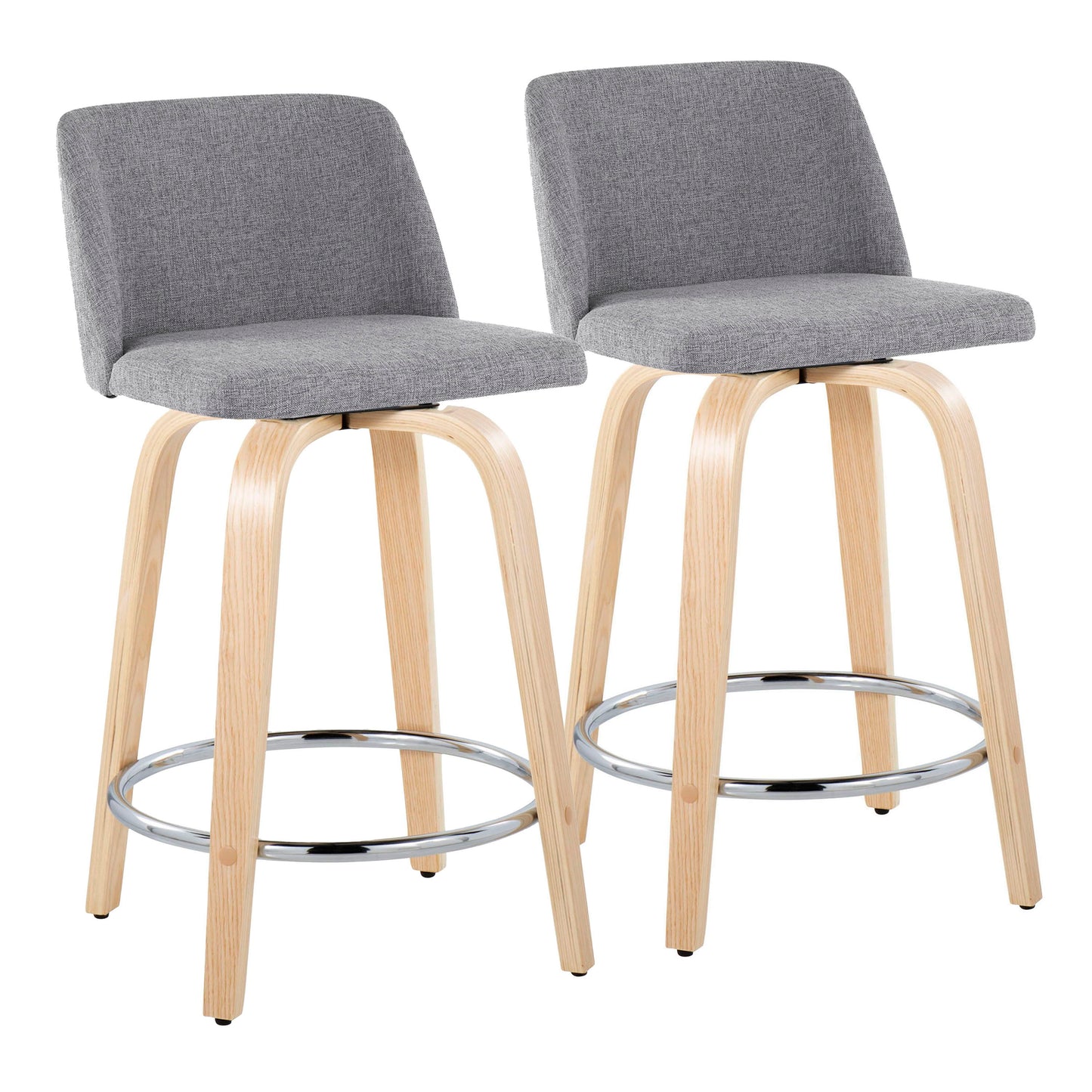 Toriano - Contemporary Fixed Height Counter Stool & Swivel And Round Footrest (Set of 2)