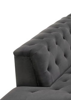 Mary - Velvet Tufted Chaise With 1 Accent Pillow - Dark Gray