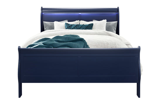 Charlie - Queen Bed With LED Headboard & Footboard - Blue