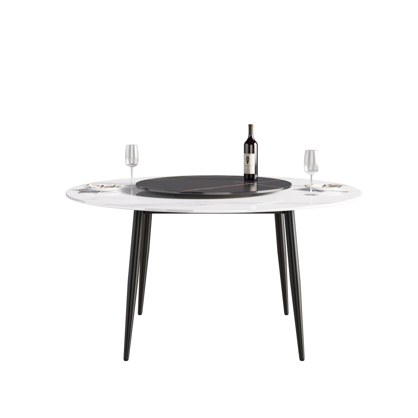 Modern Artificial Stone Round Dining Table, Can Accommodate 6 People Artificial Stone Turntable