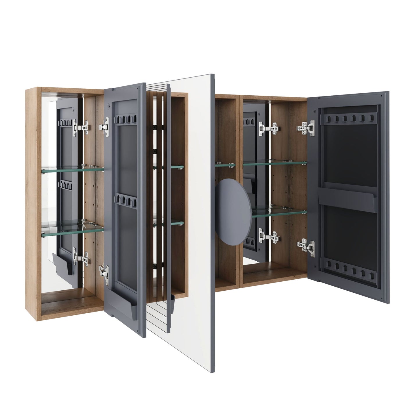 Wall Mounted Bathroom Cabinet With Adjustable Shelves Storage Cabinet - Imitative Oak