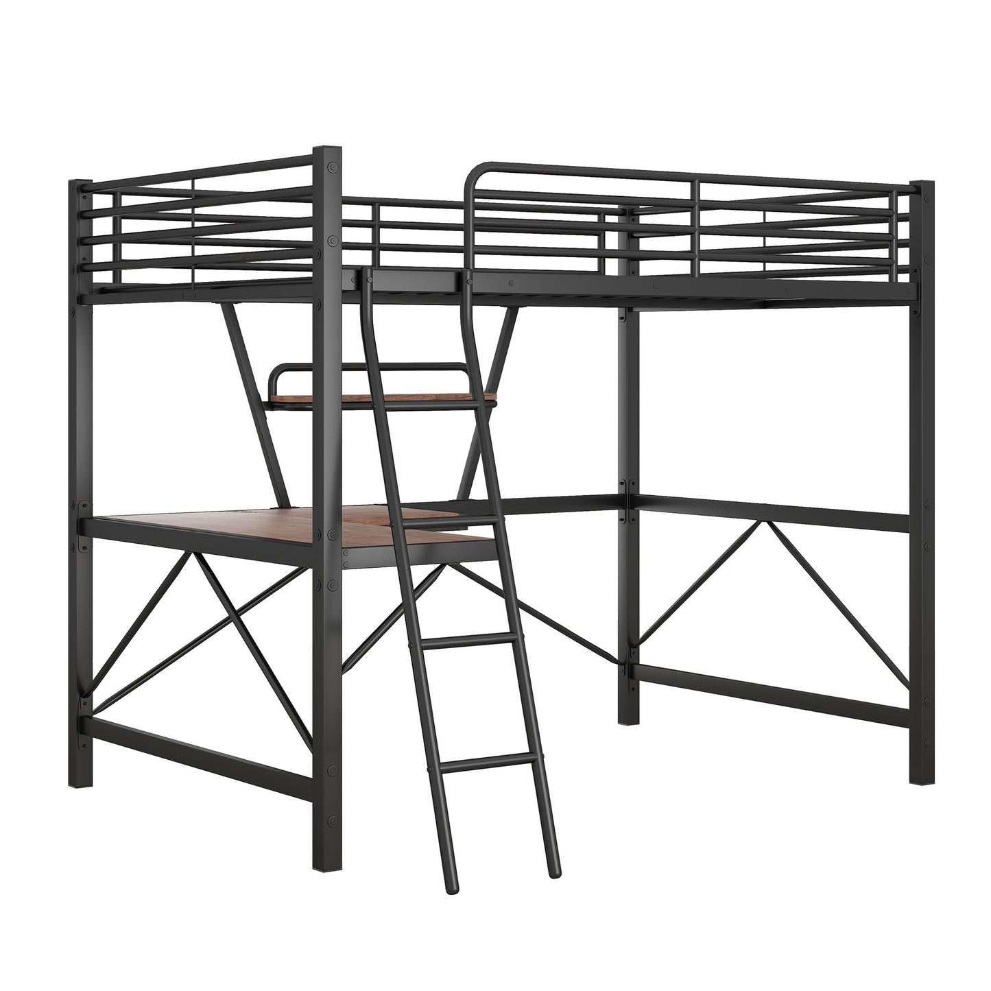 Loft Bed With Desk And Shelf, Modern Design