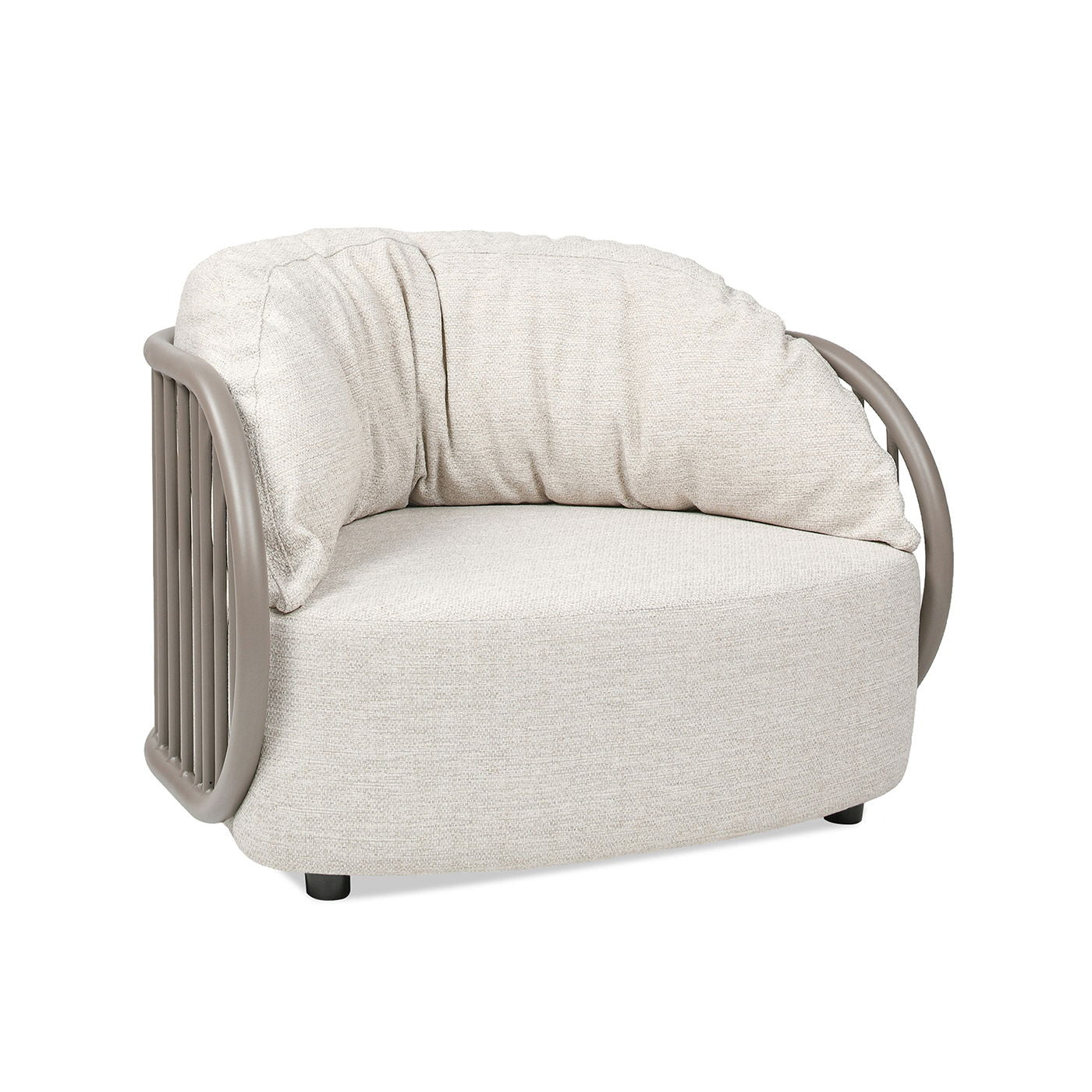 Harper - Barrel Upholstered Patio Deep Seating Armchair Axroma Olefin - Oat Beige