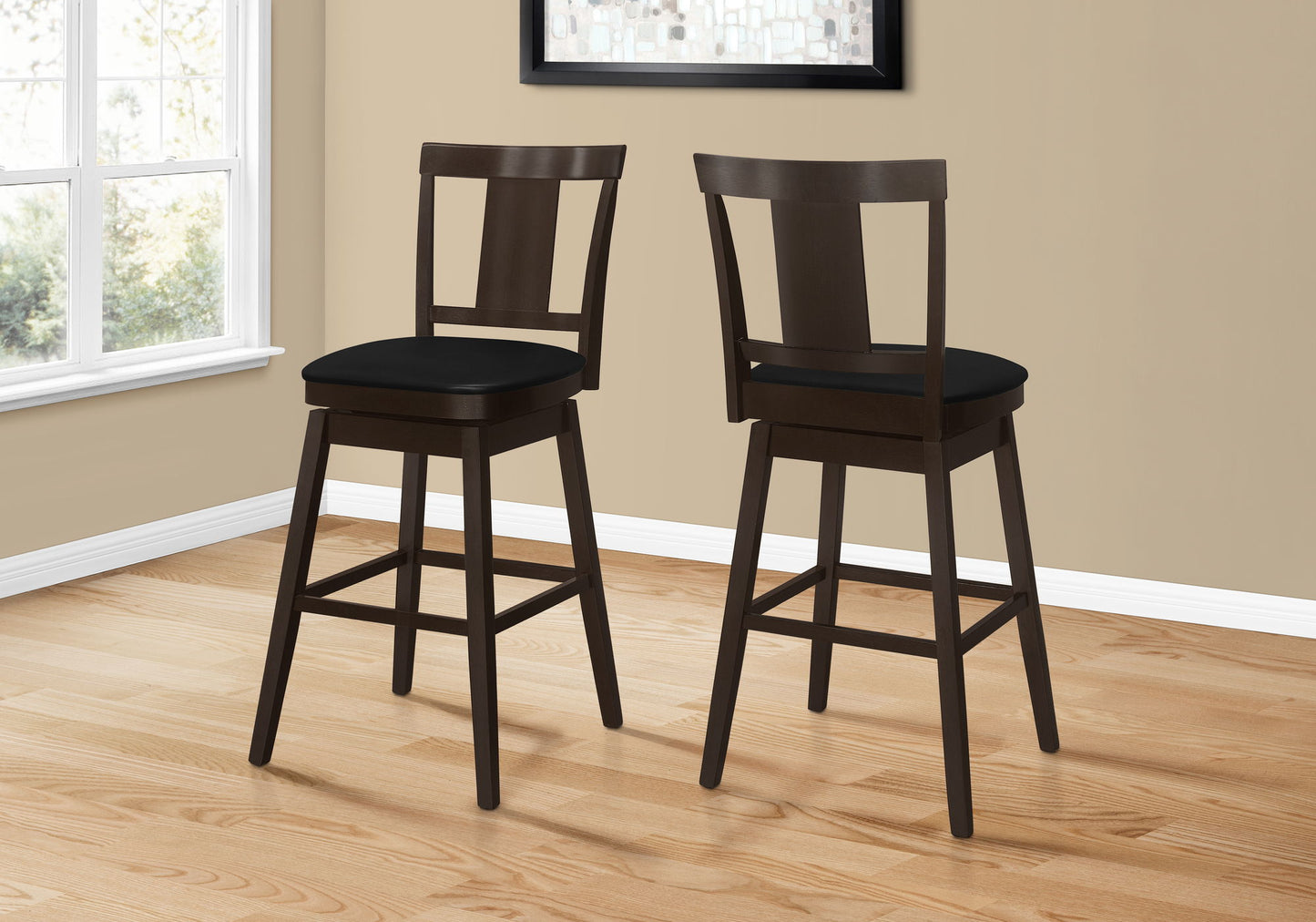 Swivel Stool Bar Height, Transitional (Set of 2) - Espresso