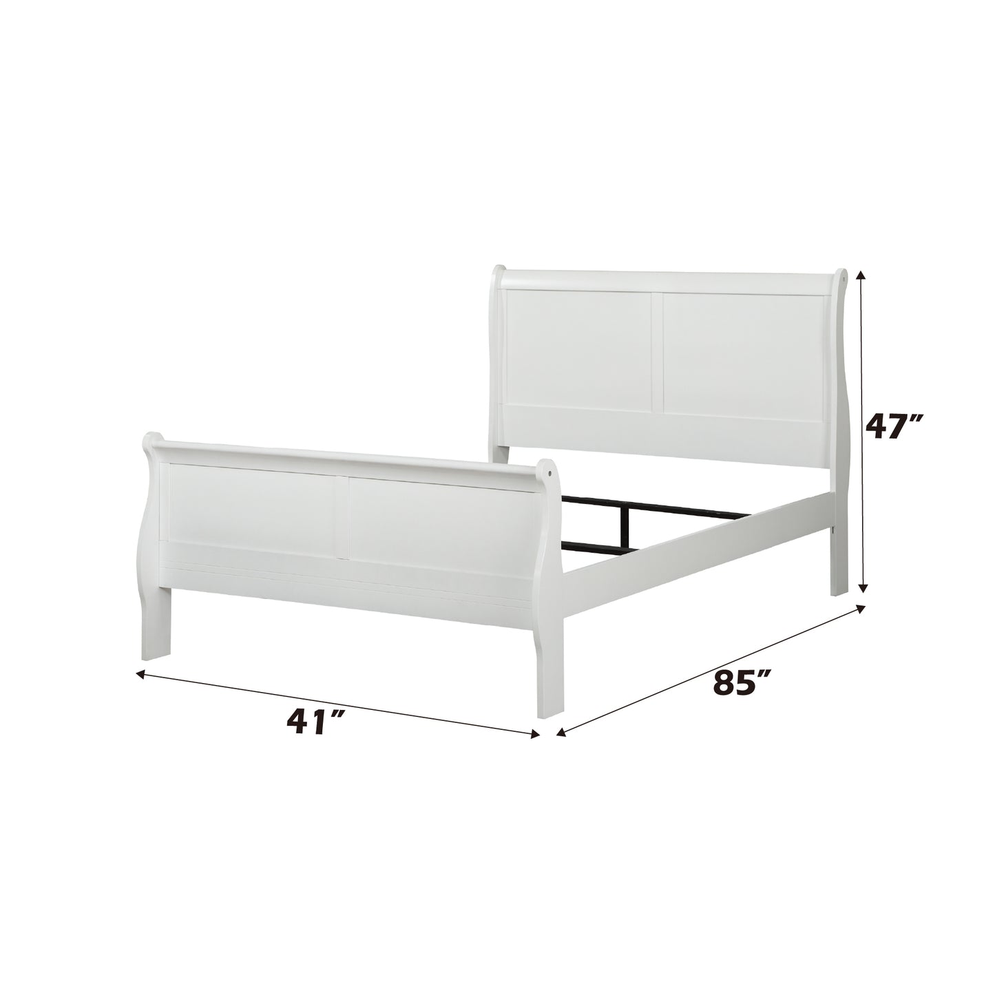 Louis Philippe White Finish 4PCS Bedroom Set (Twin Bed)