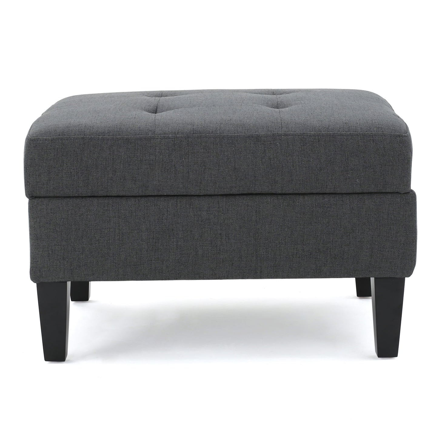 Ottoman With Birch Wood Legs And Cushioned Top For Comfort