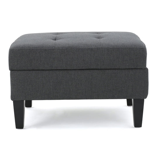 Ottoman With Birch Wood Legs And Cushioned Top For Comfort
